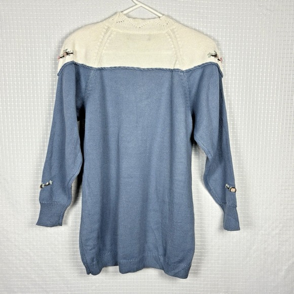 Vintage 90s Dana Scott Floral Cottagecore Sweater Small Grannycore Granny Chic - Picture 2 of 11